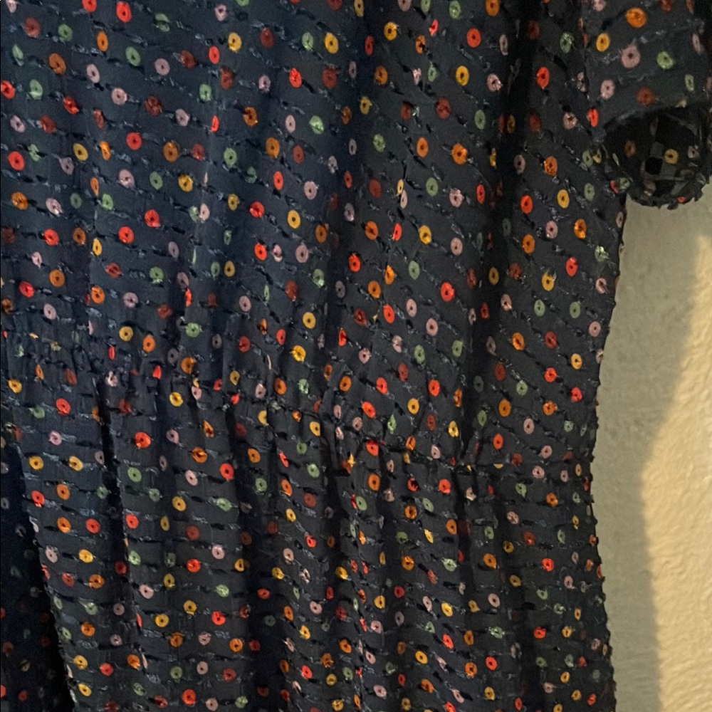 Madewell Chic Navy Blue Polka Dot Dress - Picture 5 of 9